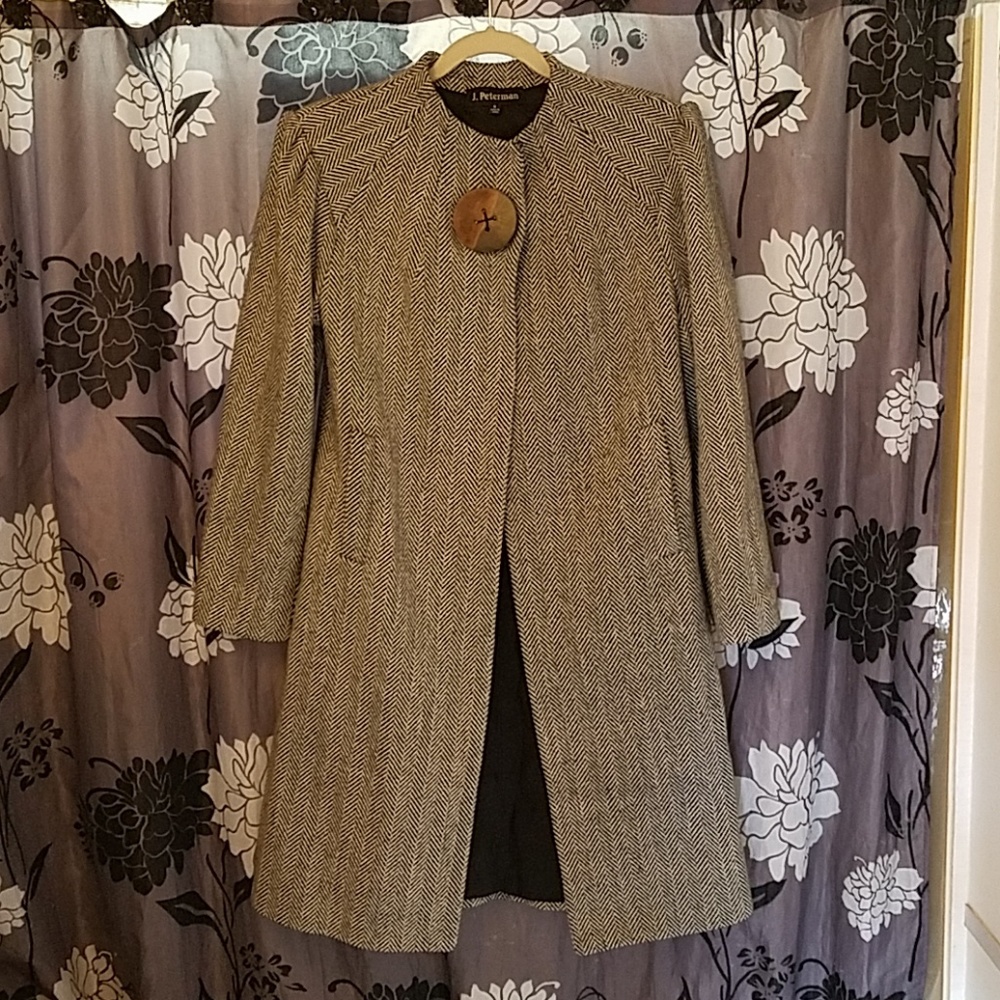FINAL PRICE - J. Peterman Black & White Wool Blend Coat